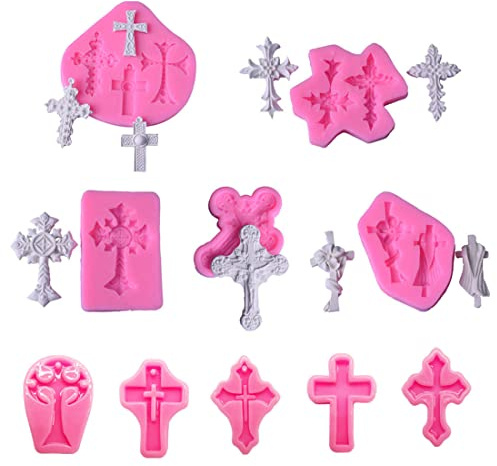 ZOOMPIL Kreuzform Kuchen Fondant Form, 10 Stück Cross Silikon Fondantform,Kreuz Form Schokolade Süßigkeiten Form, für Süßigkeiten, Schokolade, Fondant, DIY Kuchendekoration
