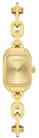 BOSS Zwei-Zeiger-Quarzwerk-Uhr für Damen Kollektion Hailey mit Hellem Gelbgold Edelstahlarmband – Erhältlich mit Goldenem oder Schwarzem Zifferblatt