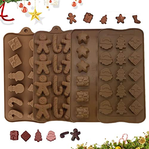 4 Piezas De Moldes NavideñOs De Chocolate, Moldes De Praliné, Moldes De Silicona Para Caramelos, Moldes NavideñOs De Silicona 3D Para Chocolates, Caramelos
