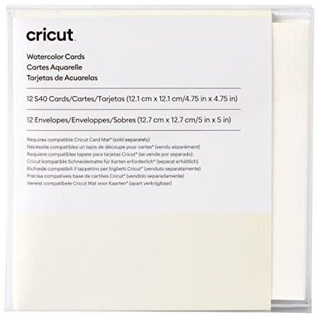 Cricut Watercolour Cards | Ivory | 12.1cm x (Cricut Size S40) | 12-Pack | for use with Markers and Card Mat, 2009986, Off-White