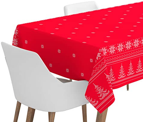Rolle Papier-Tischdecke, 1,20 x 5 m, Weihnachtsgeschirr, Rot bestickt, 1 Stück, Weihnachten