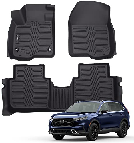 Auxko All Weather Floor Mats Fits for Honda CR-V 2023 2024 2025 2026 (Include Hybrid) TPE Rubber Liners Accessory for Honda CRV 2023 2024 2025 2026 Odorless Anti-Slip Mats Black