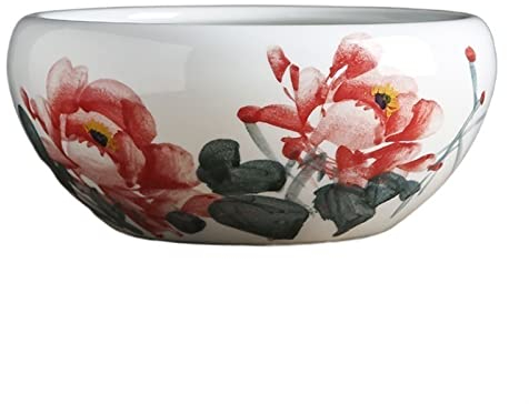 SUNESA Blumentöpfe Jingdezhen Handbemalte Keramik Blumentopf Seerose Schale Hydrokultur Grün Blumentopf Aquarium (Bodenloses Loch) Pflanztöpfe (Color : B, Size : M)