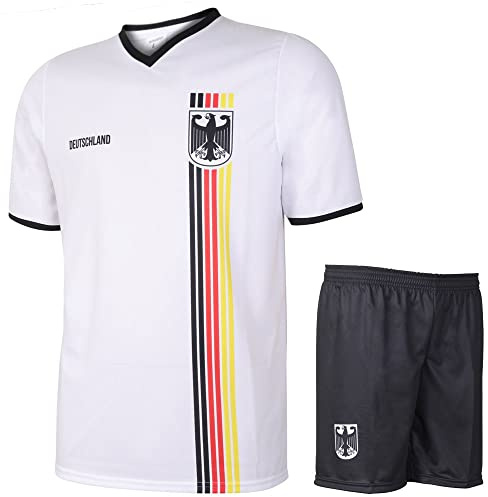 Deutschland Fußball Trikot Set Heim - Streifen Flagge - Kinder und Erwachsene - Jungen - Sportsachen - Geschenk - Sport t Shirt - Sportbekleidung - Größe M