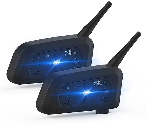 OBEST Intercomunicador de Moto Doble, Auricular Casco de Moto, Bluetooth 5.1, Soporte para conexión hasta 7 Motociclistas Dentro de 700 m, conexión con EUC/saferiding aplicación