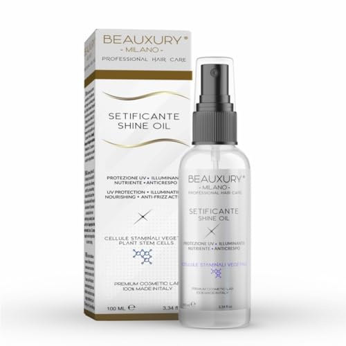 Beauxury Milano Haaröl ohne Silikone, weichmachend, Anti-Frizz, UV-Schutz, heilend mit pflanzlichen Stammzellen, pflegt tief und schützt ohne zu beschweren und zu fetten