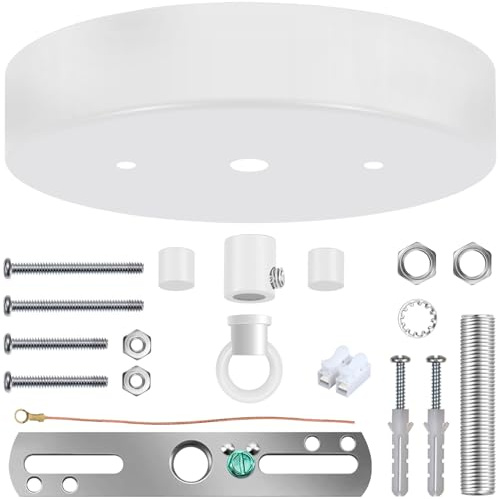 MAYOMAJO 5-1/8 Inches Light Canopy Kit with Heavy Duty Replacement Ceiling Cover Plate & Mounting Hardware for Lighting Fixtures Chandelier Pendant Lamp or DIY Project (White)