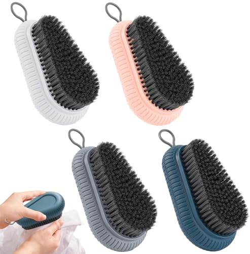 Handwaschbürste, 4 Stück Handbürste Nagelbürste, Reinigungsbürste mit Hängendem Seil für Reinigen Fingernägel und Bad Waschbecken Weiß Blau Grau Rosa