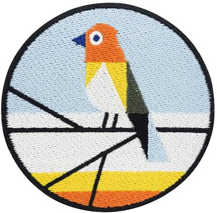 Finally Home Patch zum Aufbügeln - Bunter Vogel | Natur Aufnäher Patch, Vögel Aufbügelbilder, Feder Patches zum Aufnähen, Bunte Tier Bügel Patches, Origami Bügelbild, Runde Wolken Flicken