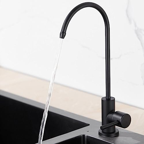DAZZLEEX Filtre à Eau Potable, Robinet de Cuisine Col de Cygne en Acier Inoxydable G1/2 (Noir)