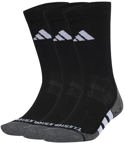 adidas Unisex Performance Grip Climacool Cushioned Crew 3P Socks, Black/Dark Grey Heather/White, 8.5-10