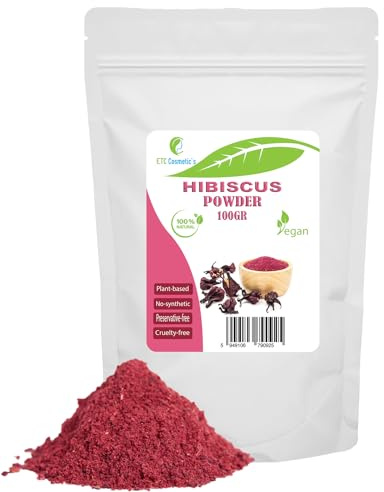 Poudre d'Hibiscus pour Cheveux et Peau 100 gr - utilisation dans les formulations de soins de la peau et des cheveux - 100% Naturelle