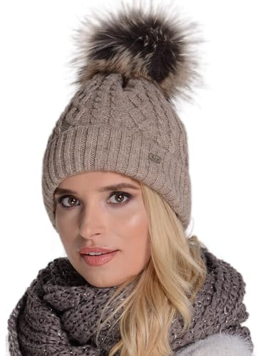 Alur Mütze Damen Beanie Wintermütze Strickmütze mit Bommel - Warme Elastisch Elegant Winter Mütze EKO Bommelmütze - Weiches Garn Stilvoll Universell Warm
