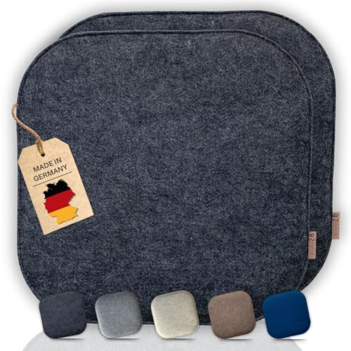 kontor28® - Sitzkissen Filz handgefertigt Made IN Germany | Sitzkissen Stuhl 37,5 x 37,5 cm aus rPET-Filz weiche und robuste Polsterung | Sitzauflage Stuhl für In- und Outdoor | anthrazit 2er-Set
