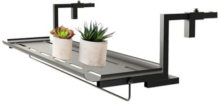 MBBTAG Support Pot Métal Clôture, garde-corps porte-pot, Crochet réglable, pot plante garde corps, jardiniere balcon suspendue, support jardiniere balcon, Convient pour balcon/balustrade/jardin(Gray,6