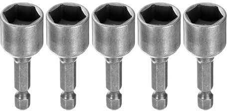 sourcing map Lot de 5 forets hexagonaux à 6 pans de 1,27 cm à 6 pans avec tige hexagonale de 6,35 mm, écrous magnétiques en acier CR-V à changement rapide pour perceuses électriques et visseuses à
