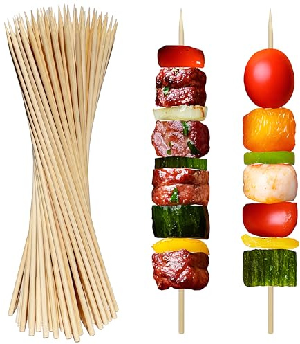 XMZY Natural Bamboo Skewers 10 Inch Wooden Skewers Bamboo Sticks, Kabob Skewers for Grilling, Fruit, BBQ, Shish, Yakitori. More Size Choices 8/12, 100 PCS (10inch X Φ4mm)