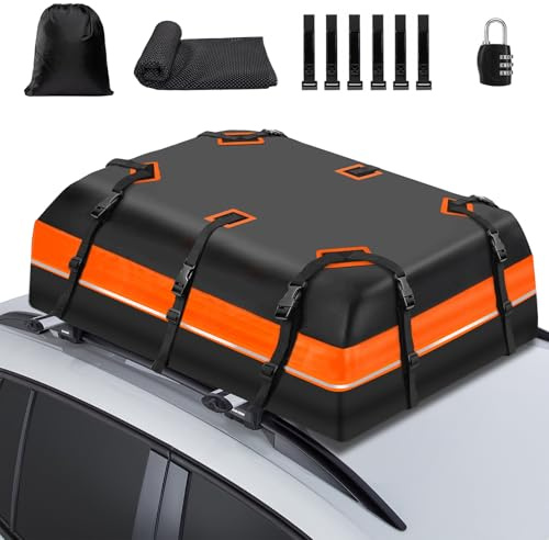 Geloo Auto Dachbox, 20 Kubikfuß Faltbare Dachtasche 1000D wasserdichte Reißfeste Dachkoffer für die Meisten Autos mit/ohne Gepäckträger