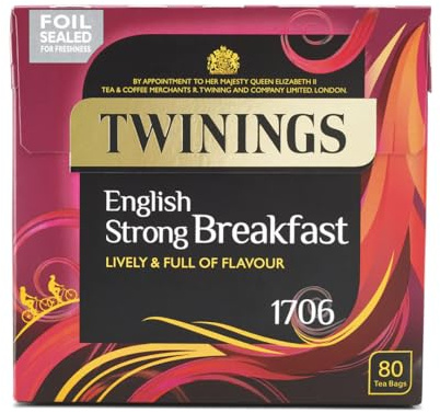 Strong English Breakfast Té negro fuerte inglés Té negro de Inglaterra 80 bolsitas - importado de Shestore24