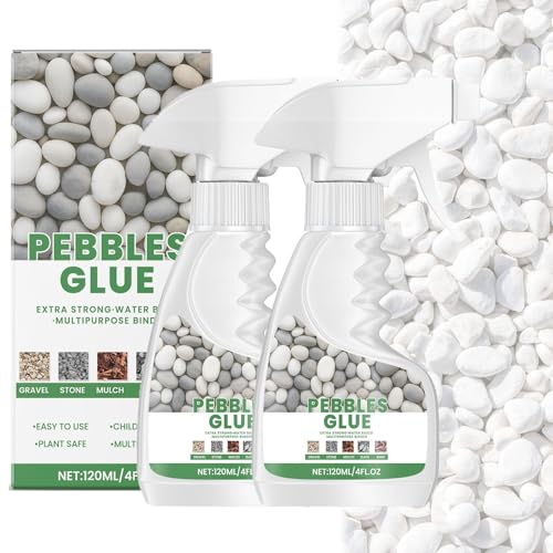 Pebble Glue, Stone Fixing Spray, Resin Gravel Binder for Water-Based Stones, Gravel on Borders, Patios & Garden Paths, Weather-Resistant, Child & Pet Friendly, Easy Application, 120ml (2)