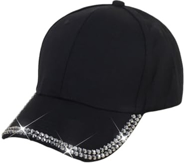Damen Basecap mit Strass Glitzer Baseball Cap Verstellbar Sonnenkappe | Die Damen Basecap mit funkelnden Strasssteinen verleiht jedem Outfit einen stilvollen und modischen Akzent.