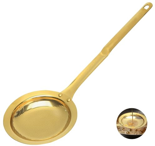Snailhouse Fettabschäumer, Edelstahl, feinmaschig, Lebensmittelsieb, Separator mit Griff für Fett, Soße und Schaum, Gold