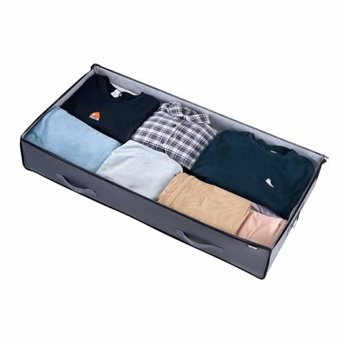 VEVOR Undersängsförvaring med genomskinliga lock, 90 L stora underbäddsklädsel, förvaringsbehållare, låg profil under sängen låda skoorganiseringsfack för filt sko sovrum, 6-pack