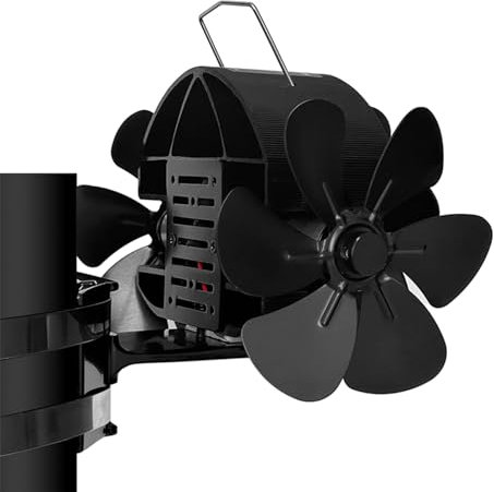 DY4206 - Ventilador de 3 motores de 18 aspas para estufa, ventilador de estufa de aleación de aluminio, ventilador de chimenea de horno, ventilador silencioso montado en la pared