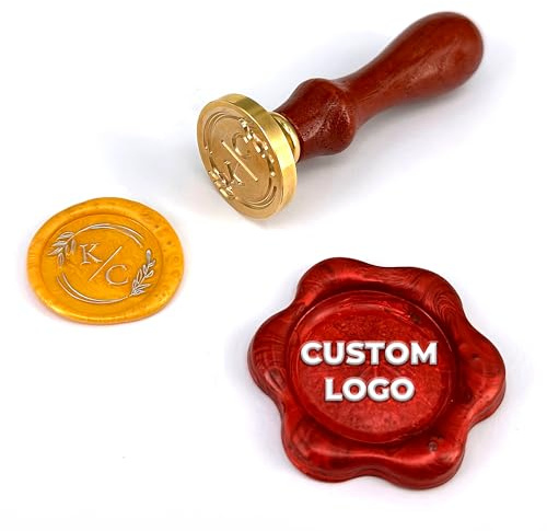 MICTER Stempel Personalisiert - Wachssiegel Siegelstempel mit Abnehmbarem Holzgriff Personalisierung mit Namen, Buchstaben, Logo Perfekt Für Hochzeiten, Einladungskarten, Geschenkdekoration