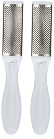 Lima para Pies de Acero Inoxidable Doble Cara 2 Unidades Quita Callos | Color Blanco, Uso en Pies Secos y Húmedos, Elimina Durezas, Diseño Ligero para Pedicura Profesional de Pies