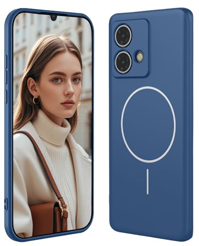 GOGME Funda De Silicona Líquida para Motorola Moto Edge 40 Neo con Carcasa Suave Y Shockproof Cover, Slim Case, Compatible con MagSafe - Azul