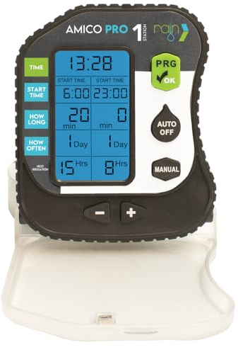 Rain Amico Pro Centralina Irrigazione da Pozzetto, Display LCD, Programmazione 3 Fasi, Alimentazione a Batteria, Controller per Giardino, Impermeabile, 1-4 Zone (1 zona)