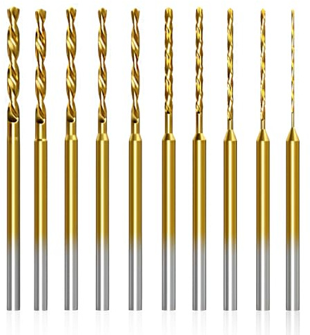10pcs HSS Mini Micro Drill Bit for Dremel Rotary Tool 0.6mm-2.2mm | Precision Small Twist Drill Bits Set, 2.35mm Shank Burr Micro Engraving Drill Bits for Jewelry Making Resin Wood Amber DIY