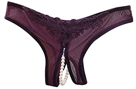 Womens Knickers, Panties for Women, Women Sexy Underwear Lace Open Cut Pearl Massage Hollow Low Waist Triangle G String Pants
