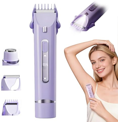 Mini Maquinilla de Afeitar para Mujer con Luz, 2 en 1, Afeitadora Íntima para Cuerpo y Zona Íntima con Pantalla LED, Depiladora Facial, Color Rosa
