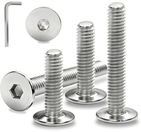 Ezitruz Flachkopfschrauben M8x45 mm Schrauben Edelstahl A2 V2A Linsenkopfschrauben Innensechskant 12 Stück Möbelschrauben Vollgewinde Maschinenschrauben für Möbel Haushalt Bauwesen Reparieren