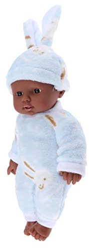 JISADER 30 cm Große Afroamerikanische Babypuppe mit Kleidung, Schwarze Haut, Puppen, Kinderspielzeug