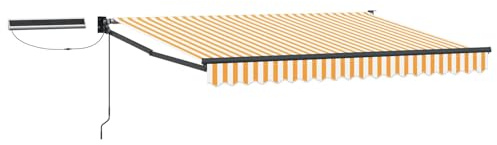 vidaXL Tettuccio Elettrico Retrattile Giallo e Bianco 3 x 2,5 m, Tenda elettrica Moderna, tendone da Giardino con Telecomando, soluzioni per Ombra Esterna, Protezione Solare Retrattile, Ecologica