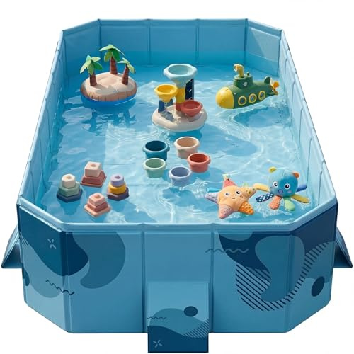 Piscine rectangulaire pliable pour adultes, piscine hors sol pliable, piscine extérieure portable non gonflable (SBLU, 3 m)