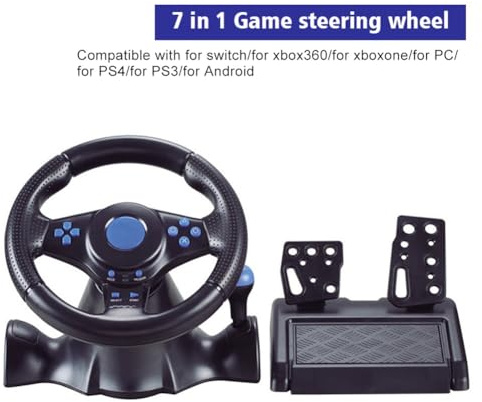 Helilyco Volante da gioco USB con vibrazione, controller ergonomico in ABS compatibile con interruttore, per 360/One, per PS3, per PS2 e PC