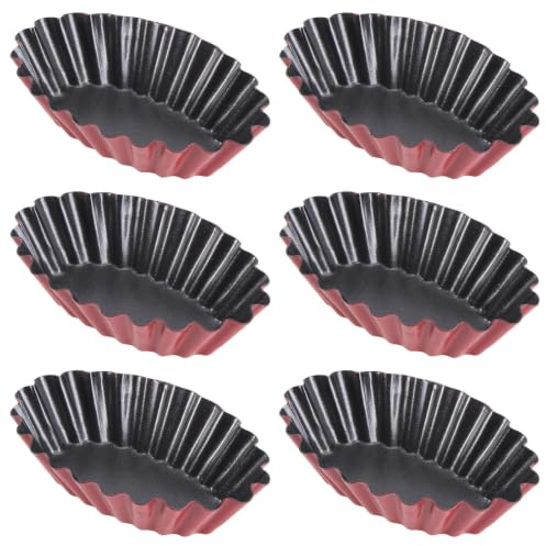 COOPHYA Stampo per Crostatine in Acciaio al Carbonio Resistente ad Alte Temperature, 6 Pezzi Antiaderenti per Budino e Biscotti Riutilizzabile