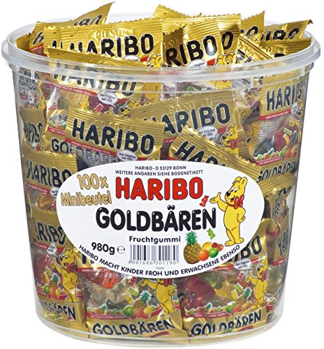 HARIBO Goldbären Dose, 2 x 100 Minibeutel, (2 x 980g)