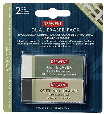 Derwent Radiergummi Set, Allzweck- und weicher Radiergummi, Blisterverpackung, 2er-Set, Professionelle Qualität, 2301963