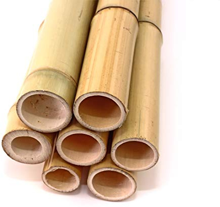 20er Set Bambusrohre 300cm mit 3,5-4,5cm Durchmesser gelblich gebleicht - Bambusstangen Moso Bambusstäbe 3m lang