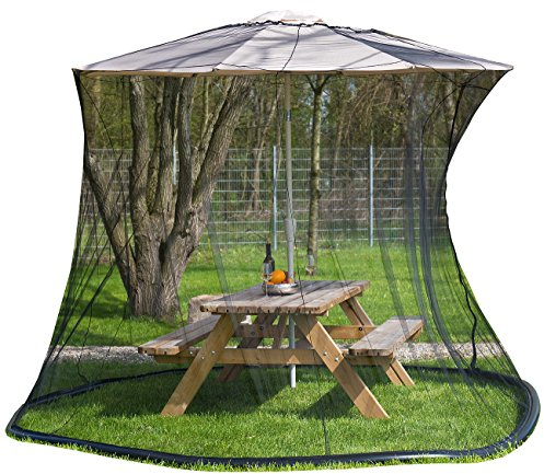 infactory Moskitonetz Schirm: Moskitonetz für Sonnenschirme, 330 x 250 cm, 220 Mesh, schwarz (für Ampelschirm, Mückennetz für Sonnenschirm, Faltpavillion)