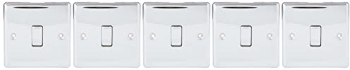 Pack of 5 X BG-Nexus-Metal 10A Single Light Switch,Polished Chrome Finish
