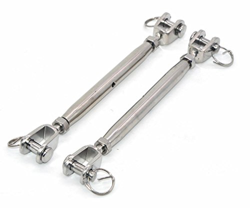 2 pcs 304 Stainless Steel European Style Closed Body M10 Jaw Turnbuckle with Working Magnetic