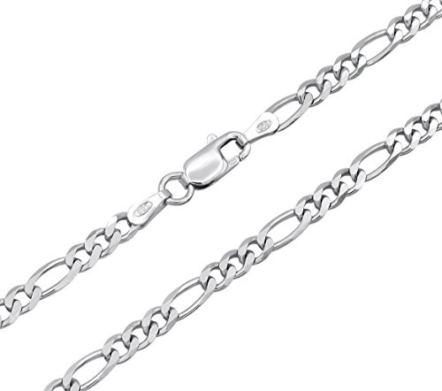 Kauf-mich-weg Figarokette 925 Sterling Silber rhodiniert 3,5mm breit Länge wählbar 45 50 55 60 cm Silberkette Halskette Kette anlaufgeschützt