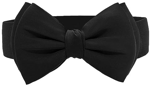 TeeYee Damen Mädchen Gürtel Klassische Retro Schleife Elastische Tailleband | Breiter Stretchy Waist Belt