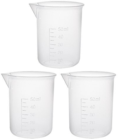 sourcing map 3 Stücke Messbecher Labore Messglas Mensur PP Kunststoff 50ml Transpatrent DE de